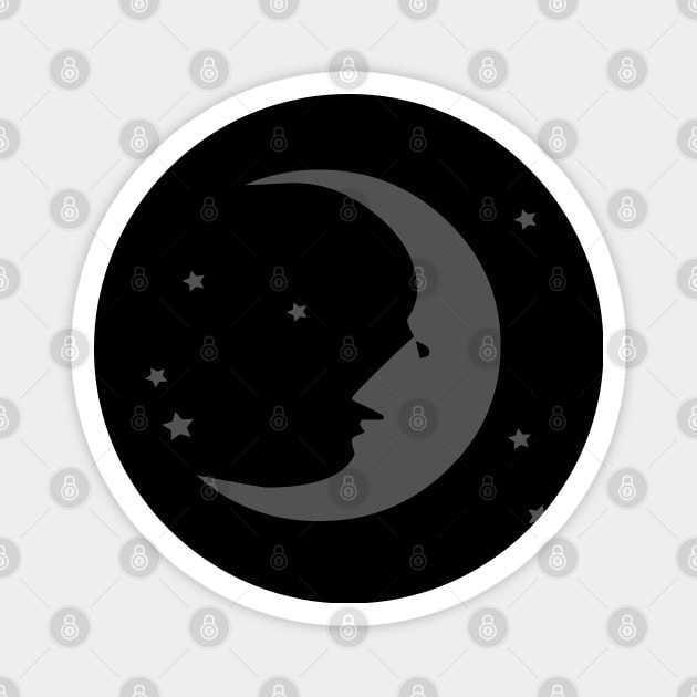 Crescent Moon Face and Stars Magnet by DesignCat